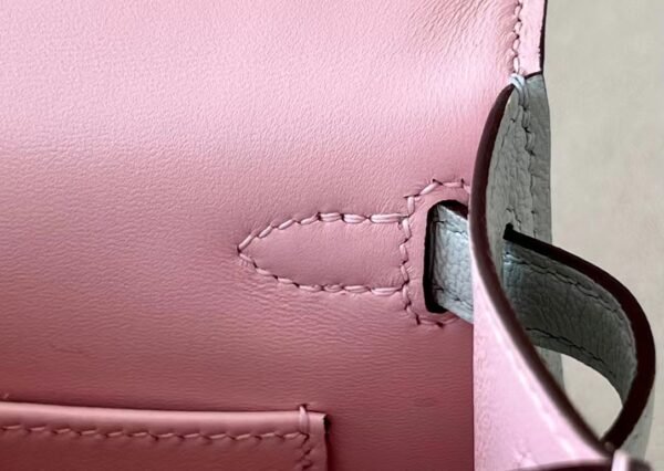 Hermes Mini Kelly Chevre 3Q sakura pink & 80 Pearl grey Gold Hardware 19cm Full Handmade