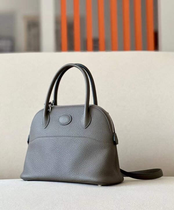 Hermes Bolide TC 8F tinware grey Silver Hardware 27cm Full Handmade