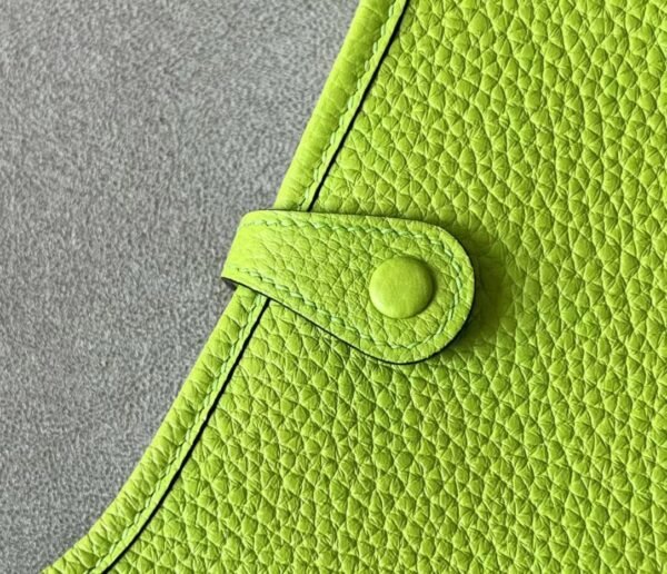 Hermes Evelyne TC Leather Fluorescent green Silver Hardware 17cm Full Handmade