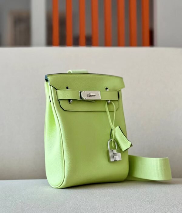 Hermes Kelly hac a dos Togo Y6 Fresh green Silver Hardware 22cm Full Handmade