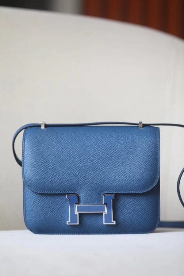Hermès Constance Epsom R2 Agate blue enamel buckle Silver Hardware 18cm Full Handmade