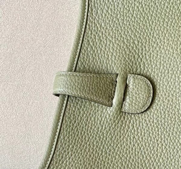 Hermes Evelyne TC Leather Olive green & khaki Silver Hardware 19cm Full Handmade