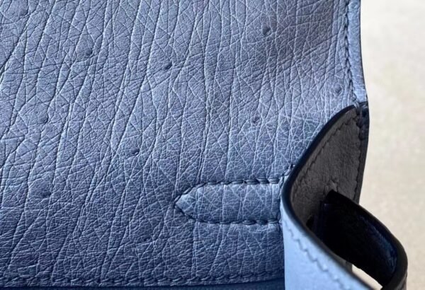 Hermes Mini Kelly pochette Ostrich 82 Agate grey Gold Hardware 22cm Full Handmade