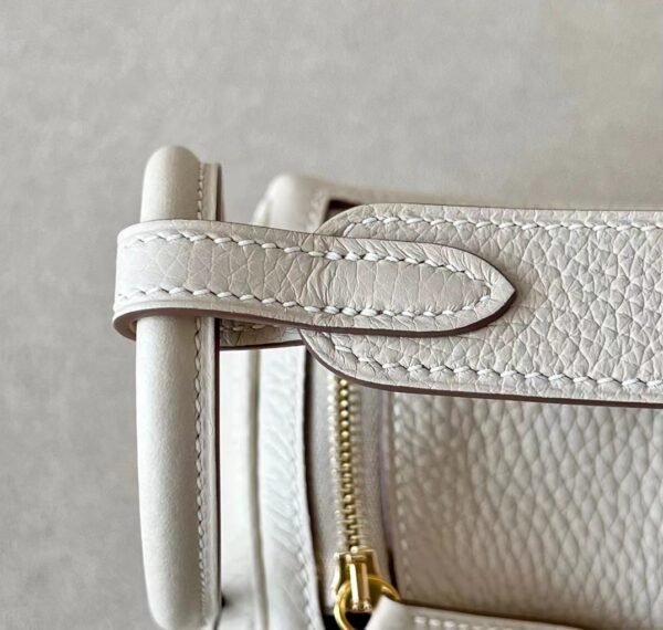 Hermes mini Lindy clemence CC10 Creamy White Gold Hardware 19cm Full Handmade