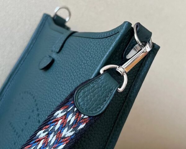 Hermès mini Evelyne TC V0 Deep Green Silver Hardware 17cm Full Handmade