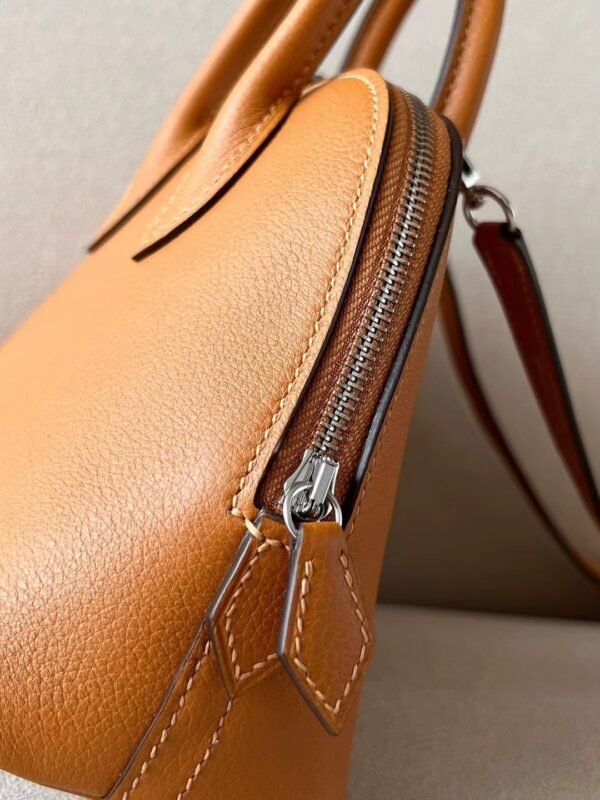 ae69837c170f7b6 Hermes Mini Bolide Evercolor 28 Caramel color & 09 Light Purple Silver Hardware 18cm Full Handmade