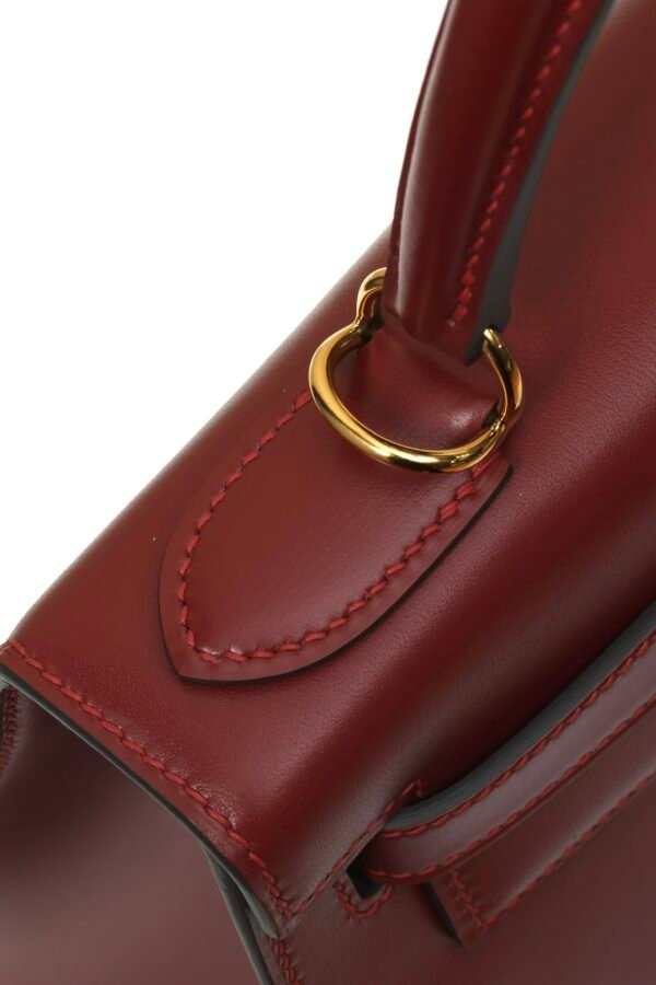 af0561ed8335672 GPC Mode Kelly Shiny Box Leather CK55 Bordeaux Red Gold Hardware 28cm Full Handmade