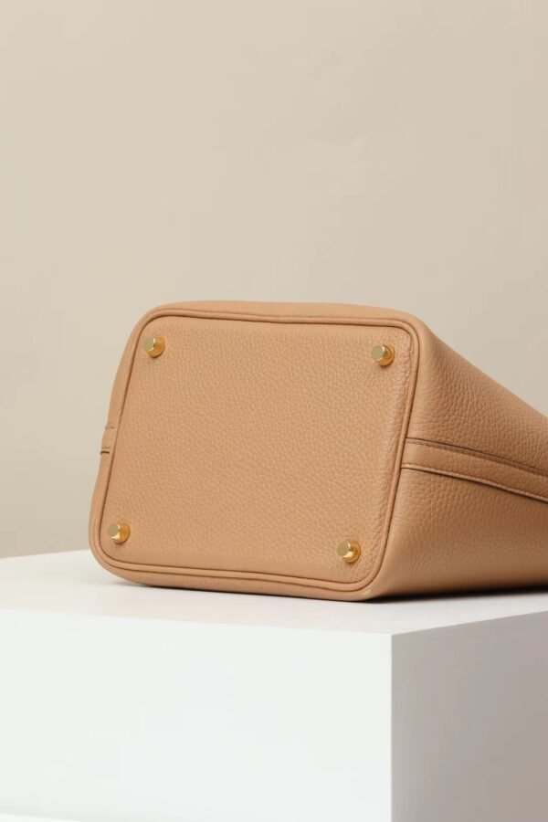 GPC Mode Picotin TC Leather OM New Tea Khaki Gold Hardware 18cm Full Handmade