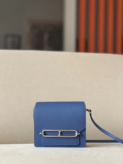Hermes Roulis Evercolor R2 Blue Agate Silver Hardware 19cm Full Handmade