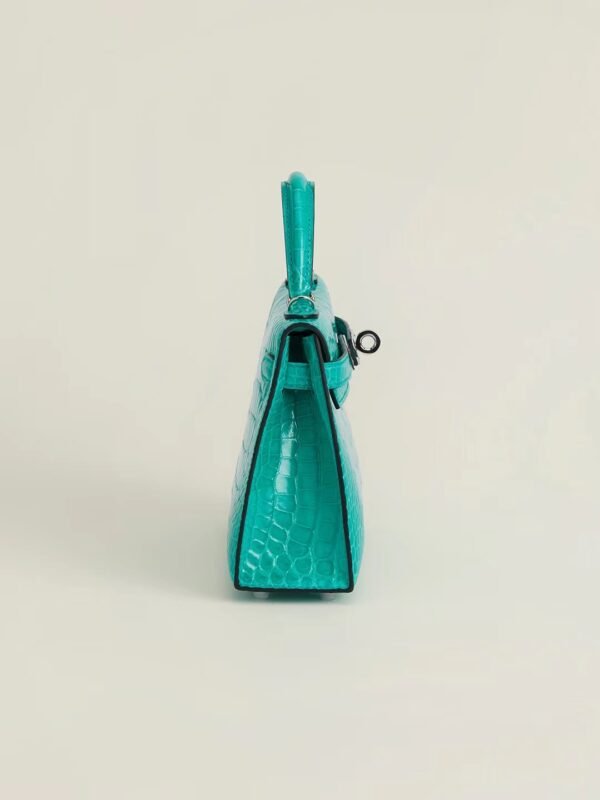 b0039d9703850cb GPC Mode mini kelly shiny alligator crocodile Imperial green Silver Hardware 19cm Full Handmade