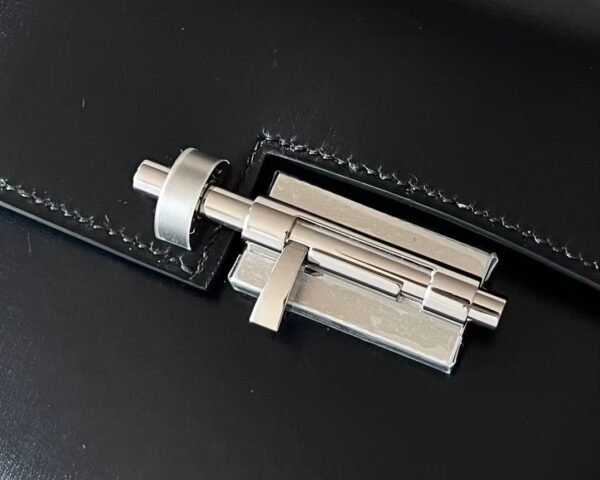 Hermes Verrou chain Box CK89 Black Silver Hardware 17cm Full Handmade