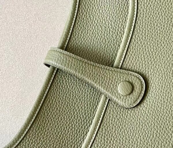 Hermes Evelyne TC Leather Olive green & khaki Silver Hardware 19cm Full Handmade