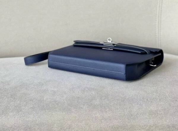 Hermes Kelly Depeches Epsom 73 Gem blue Silver Hardware 25cm Full Handmade
