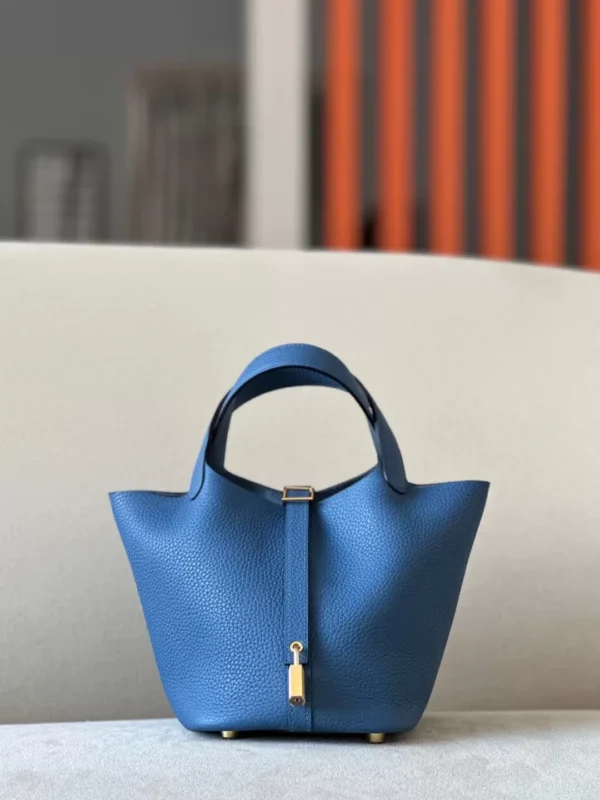 Hermès Picotin TC R2 Agate blue Gold Hardware 18cm Full Handmade