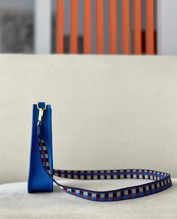 Hermes Evelyne TC 08 Bright Blue Gold Hardware 17cm Full Handmade