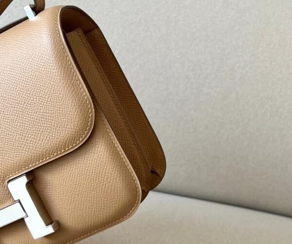 Hermès Constance Epsom Khaki tea color enamel buckle Silver Hardware 18cm Full Handmade