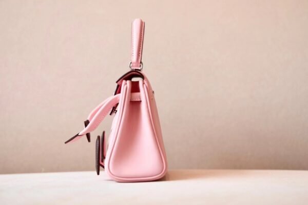 Hermes Kelly dolly Swift sakura pink & chocolate Silver Hardware 16cm Full Handmade