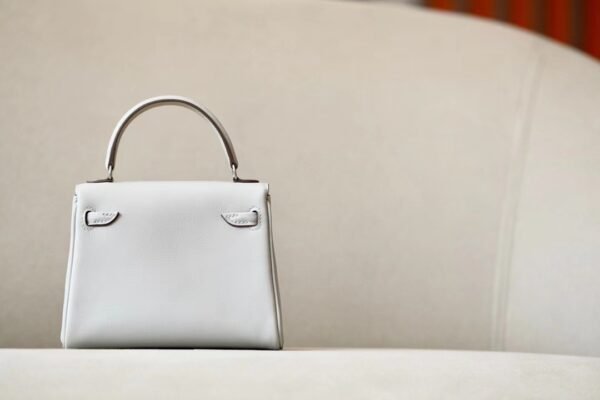 Hermes Kelly doll Swift Pearl grey & Rose Purple Silver Hardware 16cm Full Handmade