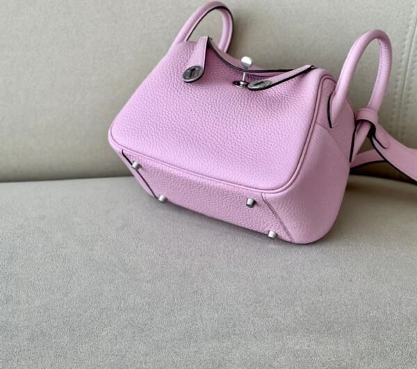 Hermès mini Lindy clemence X9 mallow purple Silver Hardware 19cm Full Handmade