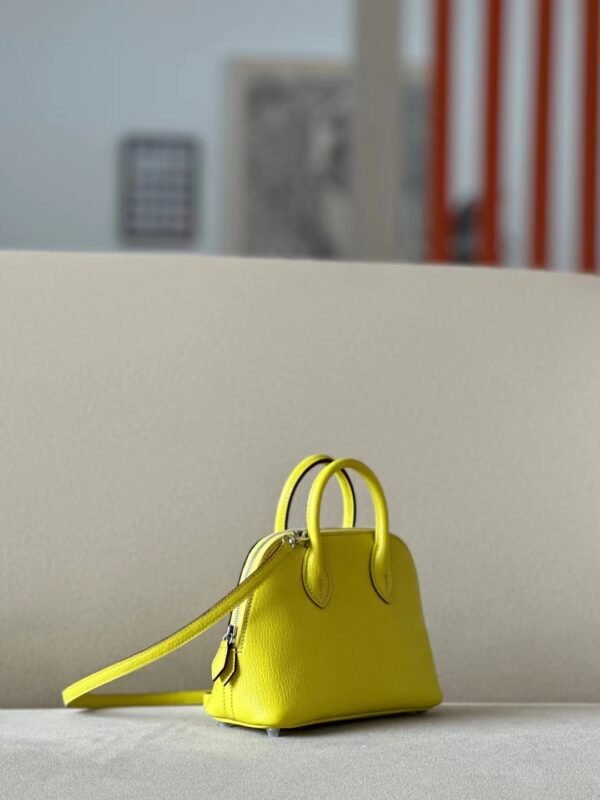 b4be5b9df50374b Hermès Mini Bolide Chevre 9R Lemon yellow Silver Hardware 18cm Full Handmade