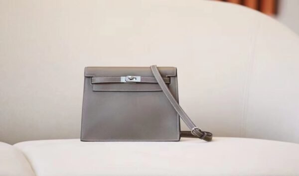 Hermes Kelly dance evercolor CK18 Etoupe Grey Silver Hardware 22cm Full Handmade