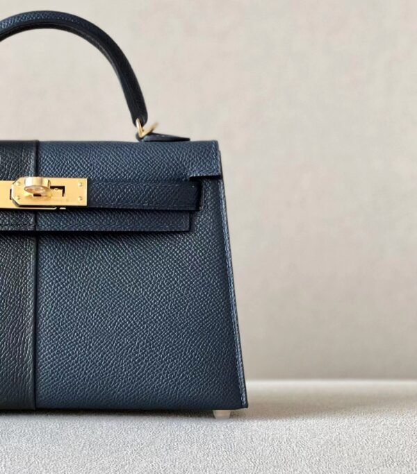 Hermes Mini Kelly Epsom CK89 Black & 2Z Deep Blue & K1 garnet red Gold Hardware 19cm Full Handmade