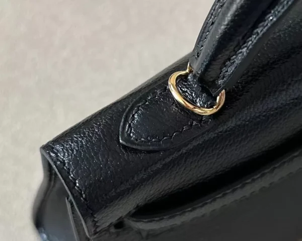 GPC Mode Mini Kelly Chevre CK89 Black Gold Hardware 19cm Full Handmade