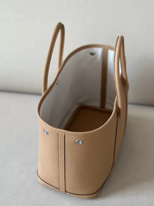 Hermès Garden party Ne Leather 4B Khaki Silver Hardware 30cm Full Handmade