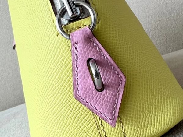 Hermes Bolide Epsom 9R Lemon yellow & X9 mallow purple & Nata Silver Hardware 26cm Full Handmade