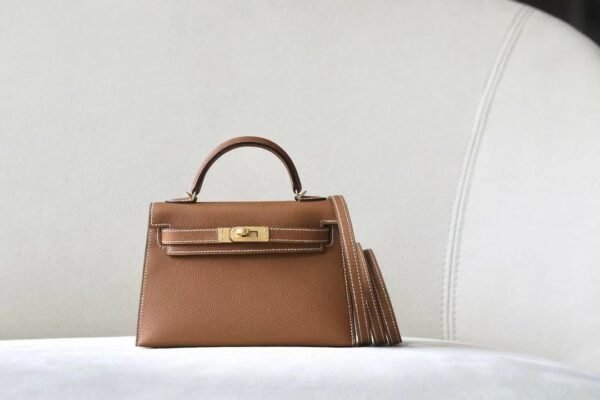 Hermes Mini Kelly Epsom CK37 Golden Brown Gold Hardware 19cm Full Handmade