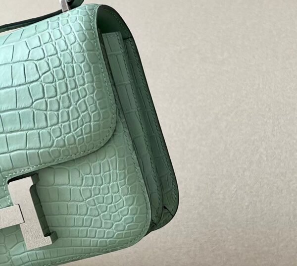 Hermes Constance Matte Alligator crocodile 6U Mint green Silver Hardware 18cm Full Handmade