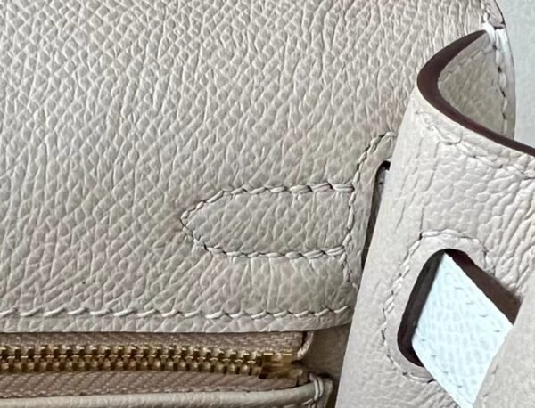 Hermes Kelly epsom S2 Light Grey & CC10 Creamy White Gold Hardware 25cm Full Handmade