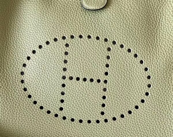 Hermes Evelyne TC Leather Olive green & khaki Silver Hardware 19cm Full Handmade