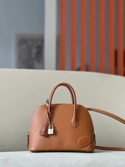 Hermès Bolide Epsom & bunter CK37 Golden Brown Silver Hardware 26cm Full Handmade