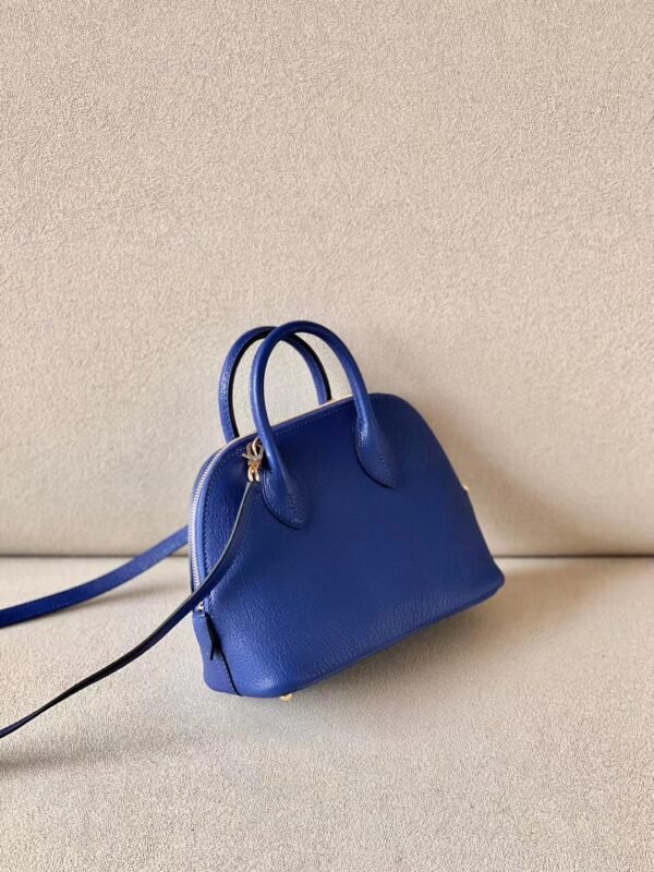 Hermes mini Bolide Chevre 71 Bright Blue Gold Hardware 18cm Full Handmade