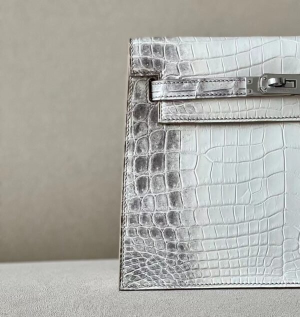 Hermes Kelly dance Matte Niloticus crocodile 01 Himalaya Silver Hardware 22cm Full Handmade