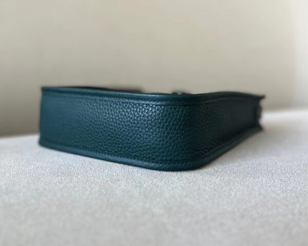 Hermès mini Evelyne TC V0 Deep Green Silver Hardware 17cm Full Handmade