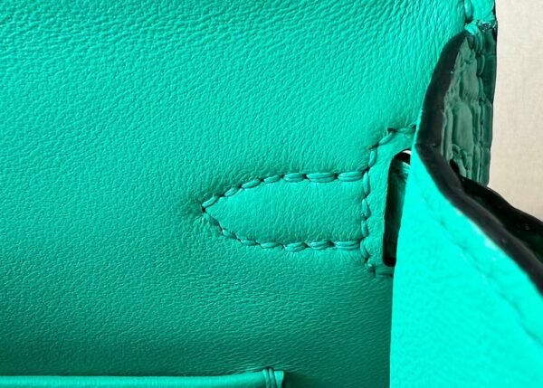 Hermes Mini Kelly Matte Alligator crocodile 06 turquoise Silver Hardware 19cm Full Handmade