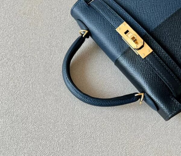 Hermes Mini Kelly Epsom CK89 Black & 2Z Deep Blue & K1 garnet red Gold Hardware 19cm Full Handmade