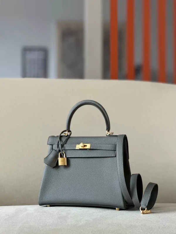 Hermès Kelly Togo 0L Deep Grey Noble grey Gold Hardware 25cm Full Handmade