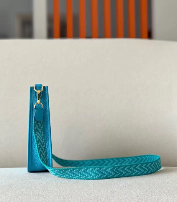 Hermes Mini Evelyne TC P3 Sky Blue Gold Hardware 17cm Full Handmade