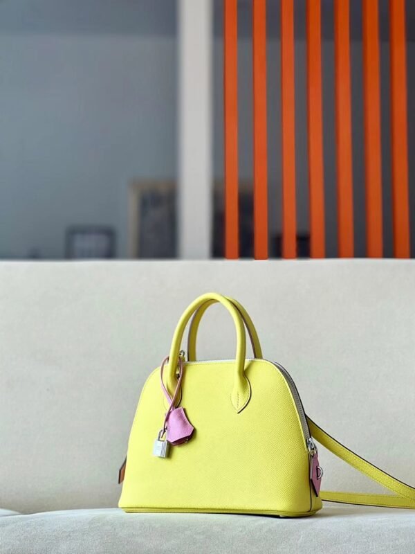 Hermes Bolide Epsom 9R Lemon yellow & X9 mallow purple & Nata Silver Hardware 26cm Full Handmade