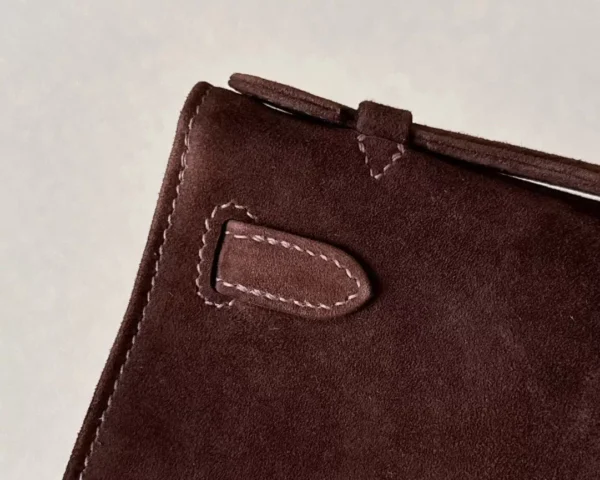 Hermès mini kelly pochette chamois Coffee Brown Gold Hardware 22cm Full Handmade