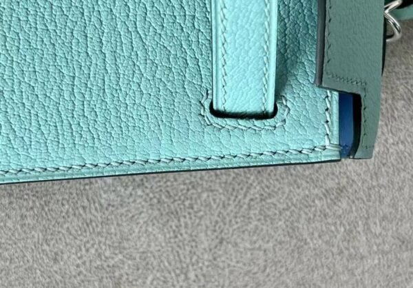 Hermes Mini Kelly chevre 79 turq & 7C cobalt blue Silver Hardware 19cm Full Handmade