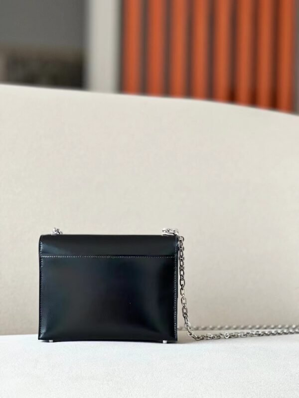 Hermes Verrou chain Box CK89 Black Silver Hardware 17cm Full Handmade
