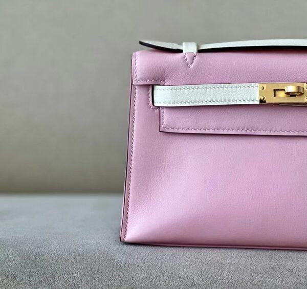 Hermes Kelly doll Matte Alligator & Swfit Pink & White Silver Hardware 18cm Full Handmade