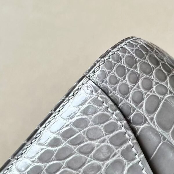 Hermes Constance Shiny Alligator crocodile 0V Crystal grey Gold Hardware 18cm Full Handmade