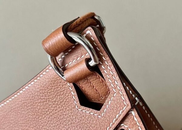 Hermes Mini Jypsiere Evercolor CK37 Golden Brown Silver Hardware 23cm Full Handmade