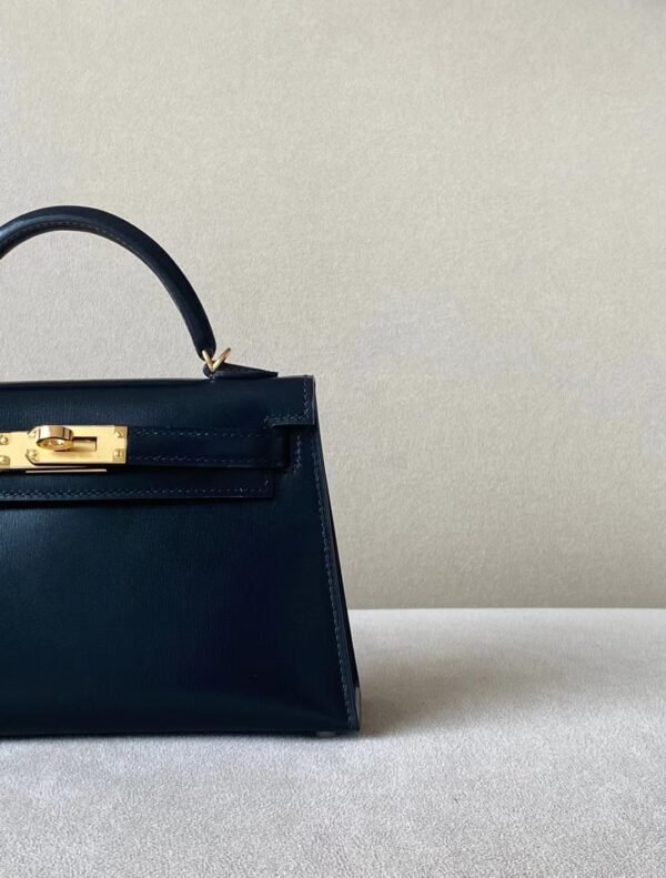 Hermes Mini Kelly Box Black Gold Hardware 19cm Full Handmade