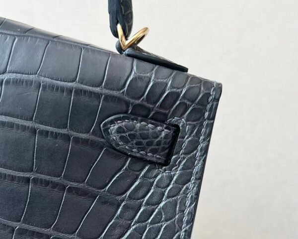 Hermès Mini Kelly Matte Alligator crocodile 88 Graphite grey Gold Hardware 19cm Full Handmade